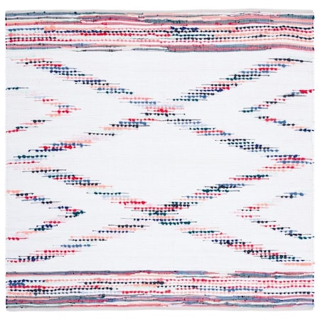 Safavieh 6 x 6 ft. Montauk Flat Weave Square Area Rug Ivory & Blue MTK815A-6SQ